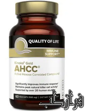 کپسول AHCC کینوکو گلد طلایی AHCC Kinoko Gold 6 کپسول کینوکو گلد طلایی 500 mg ahcc درمان اچ پی وی