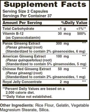 قرص جینسینگ کمپلکس رویال ژلی Ginseng Complex Plus Royal Jelly 12 ترکیبات قرص جینسینگ کمپلکس و رویال