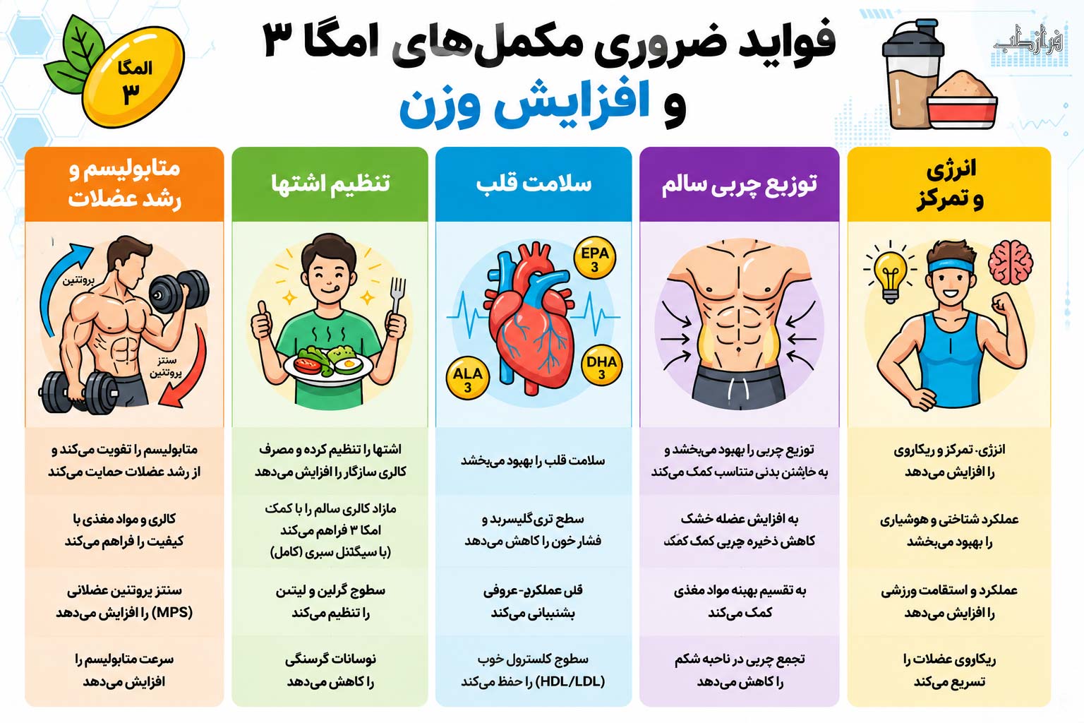 نقش امگا 3 در مکمل های افزایش وزن و چاقی