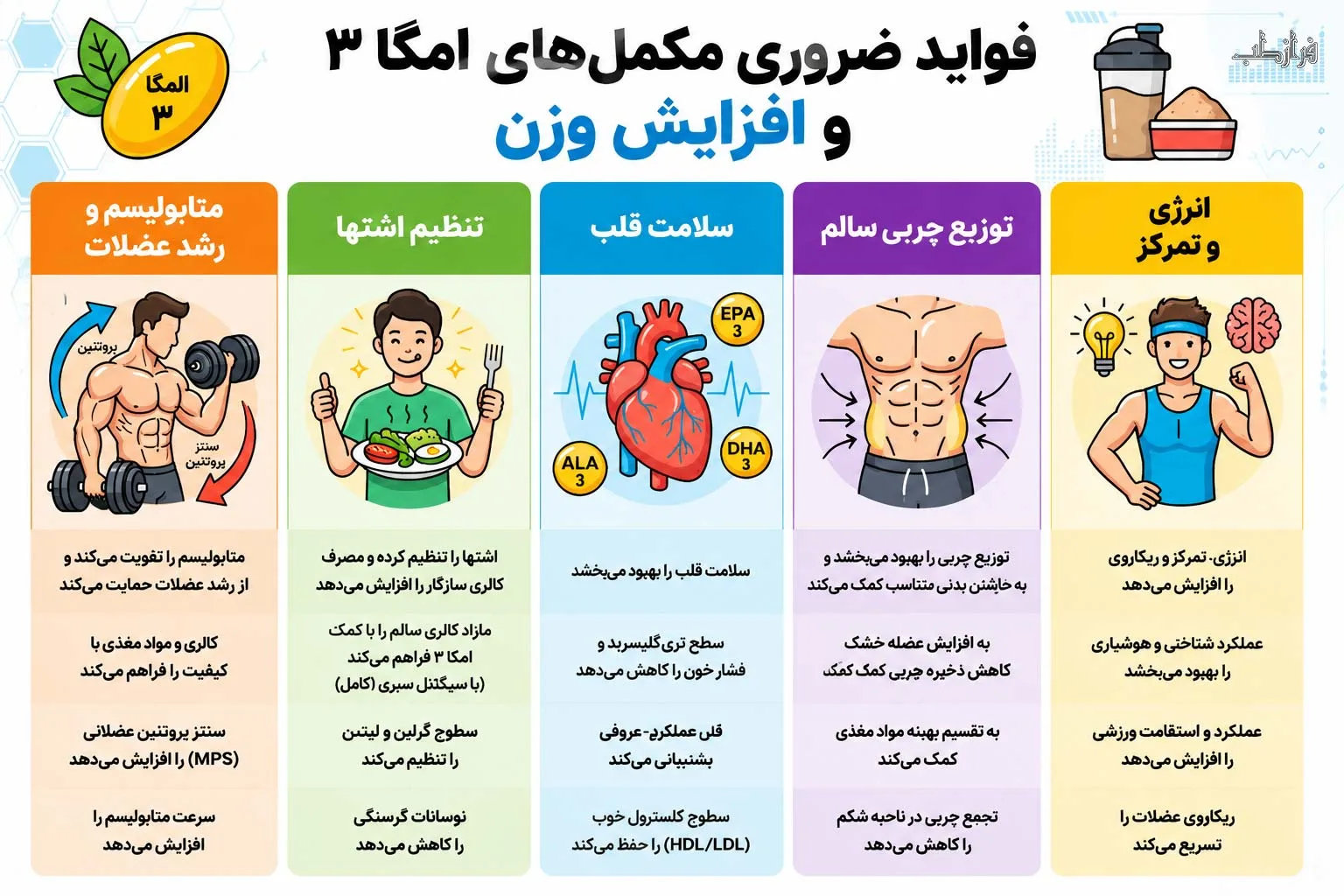 نقش امگا 3 در مکمل های افزایش وزن و چاقی